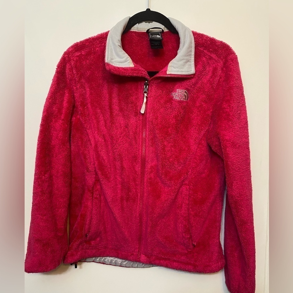 The Northface Oso Osito Plush Full Zip Shell Jacket Layer Bright Pink Soft Med
